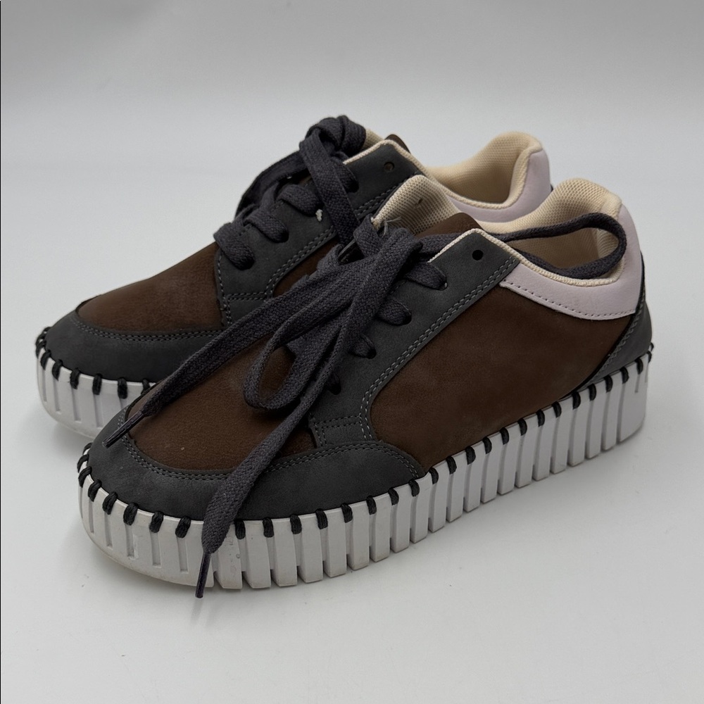 ILSE JACOBSEN 4092 Brown and Gray Sneakers with White Soles